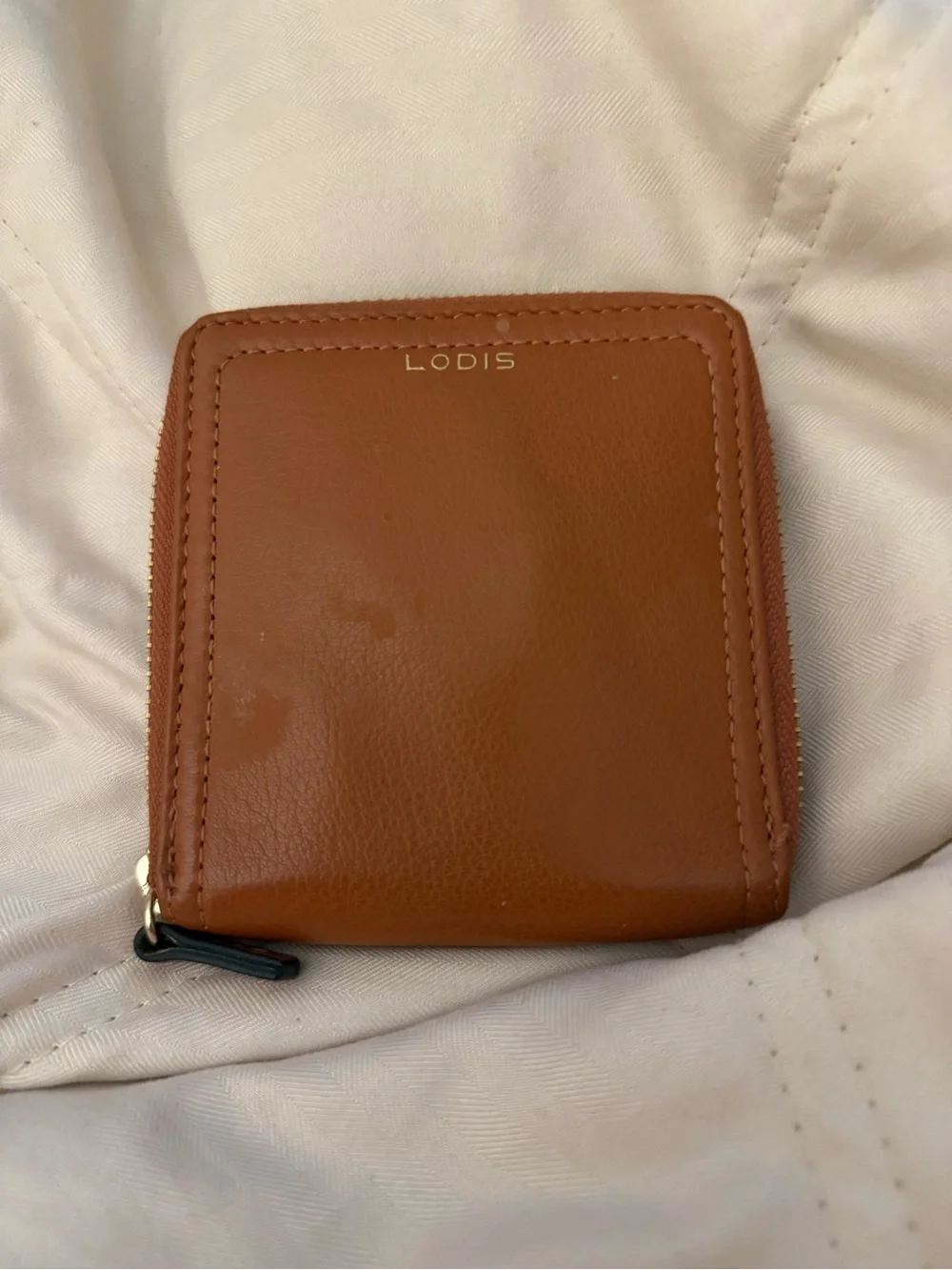 Lodis zip around Tan Leather mini Wallet great wallet